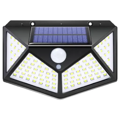 Solar Wall Light 100 LED Night Lamp Motion Sensor for Home Outdoor Garden Porch Dusk to Dawn Lighting & Yard Fence Decoration Waterproof Safety Light for Outdoor