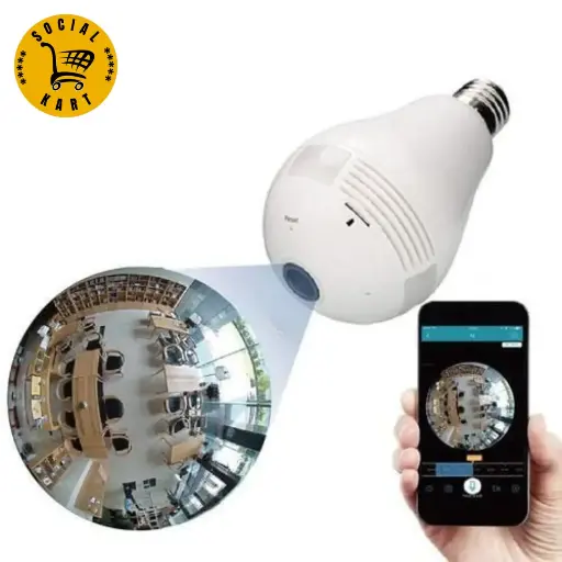 Bulb Camera WiFi Full HD Bulb Shape Fisheye 360° Panoramic Wireless WiFi IP CCTV Security Camera with Coloured Night Vision